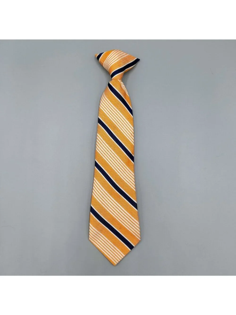 Unbranded Boys Orange, White, and Blue Striped Regimental Clip-on Tie (Ages 2-5)
